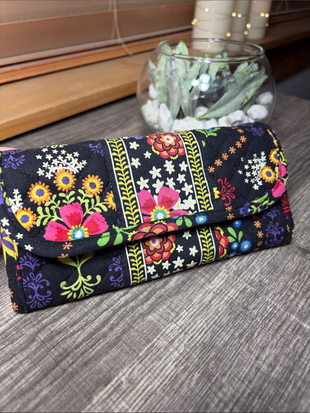 🔥5 for $25🔥 Stephanie Dawn Black Floral Quilted Wallet Clutch
